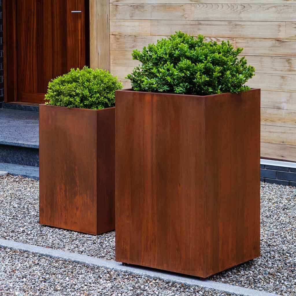 Steel Tall Cube Planter - Steel - S/2