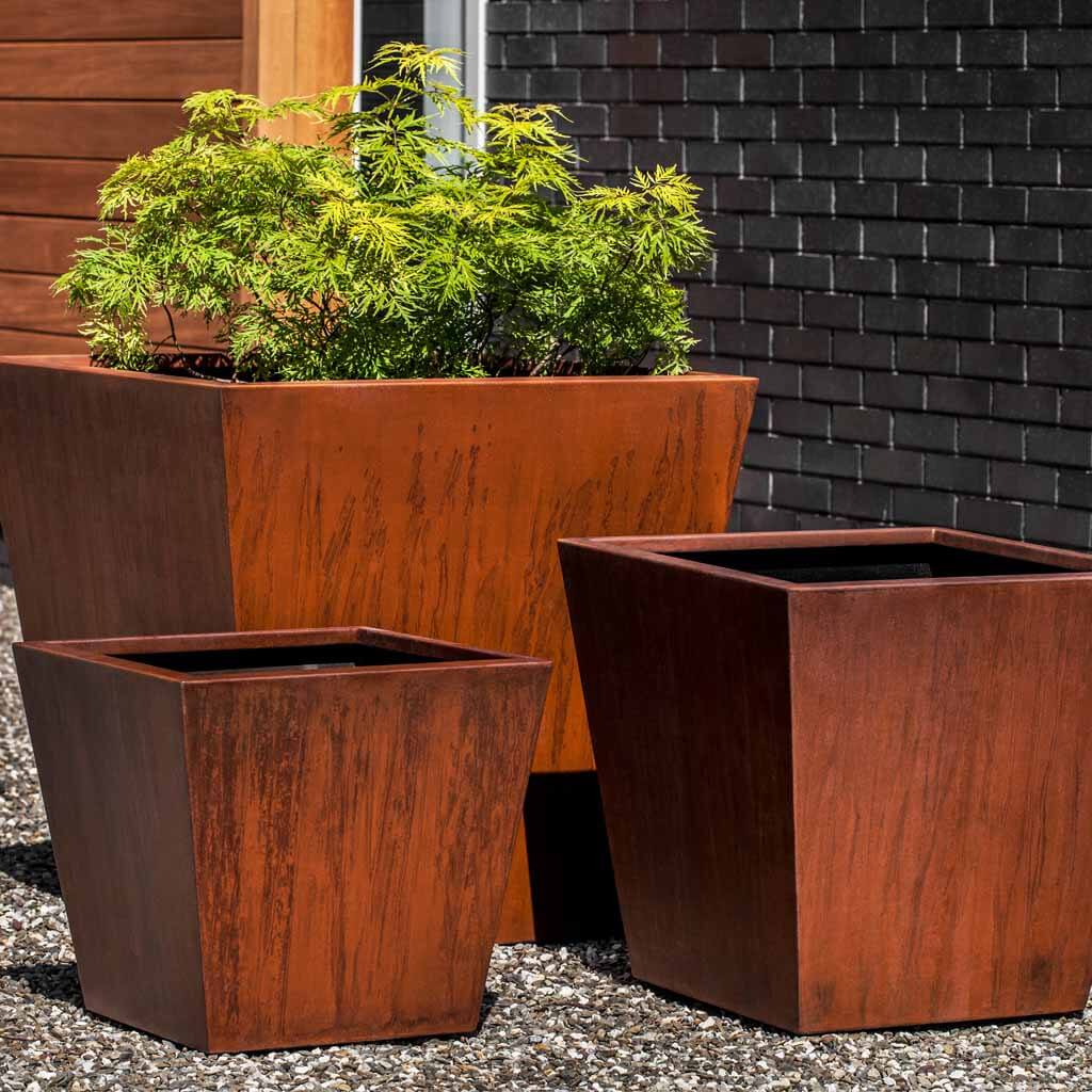 Steel Tapered Square Planter - Steel - S/3