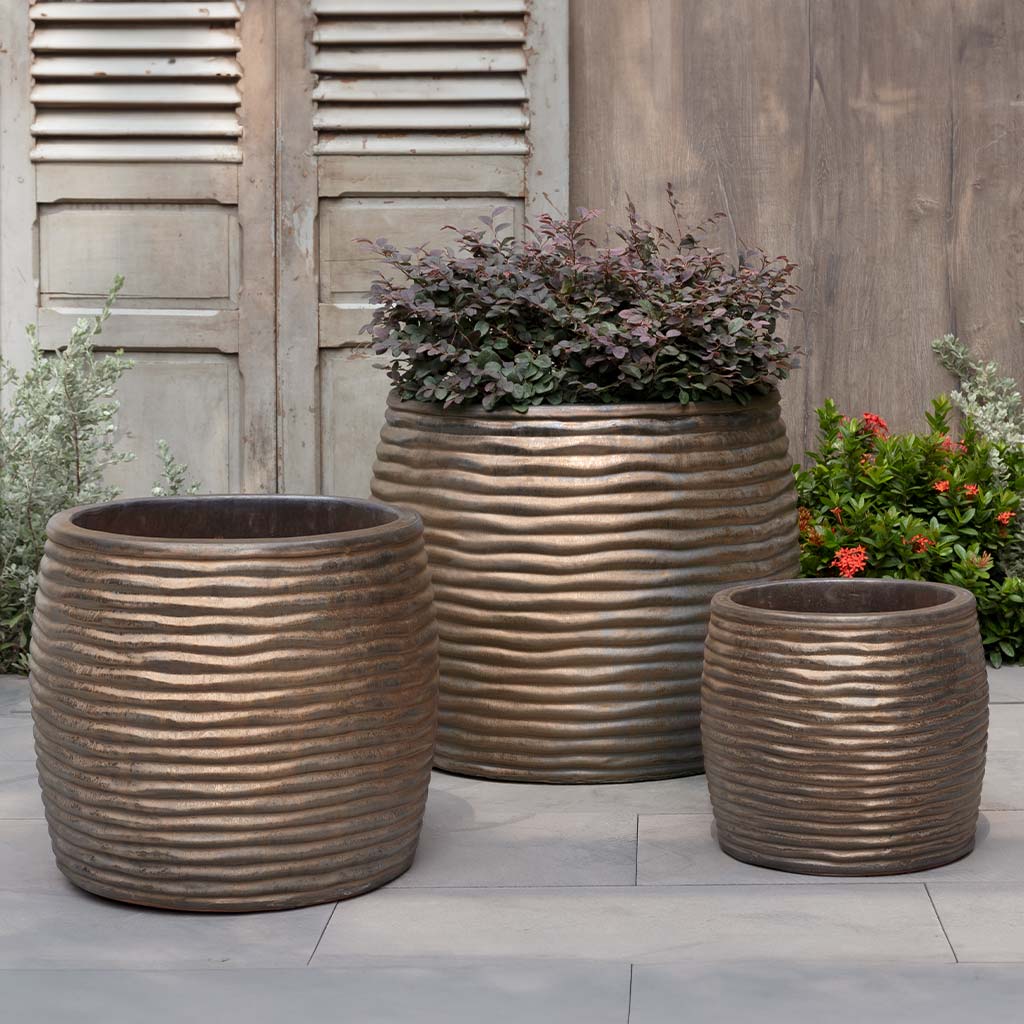 Montauk Planter, Tall - Bronze - S/3