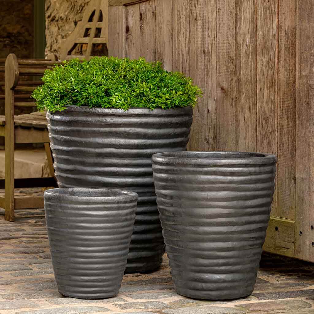 Round Ruffle Planter - Graphite - S/3