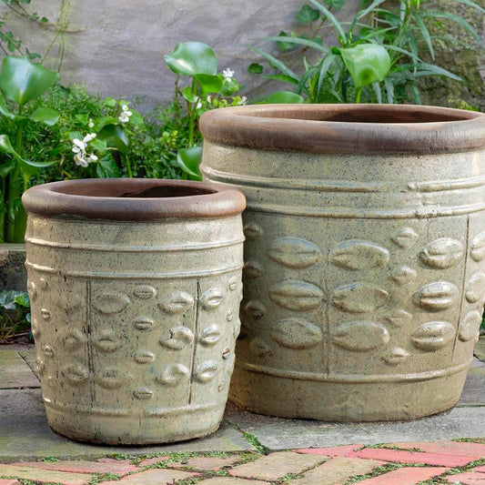 Rustic Leaf Pot - Rustic Sand - S/2