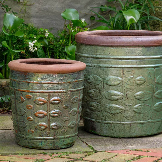 Rustic Leaf Pot - Rustic Green - S/2