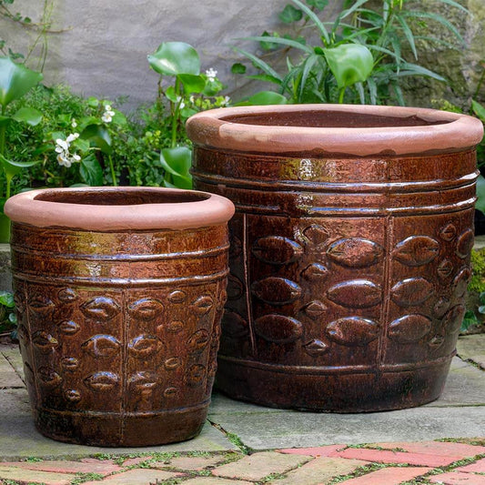 Rustic Leaf Pot - Rustic Brown - S/2