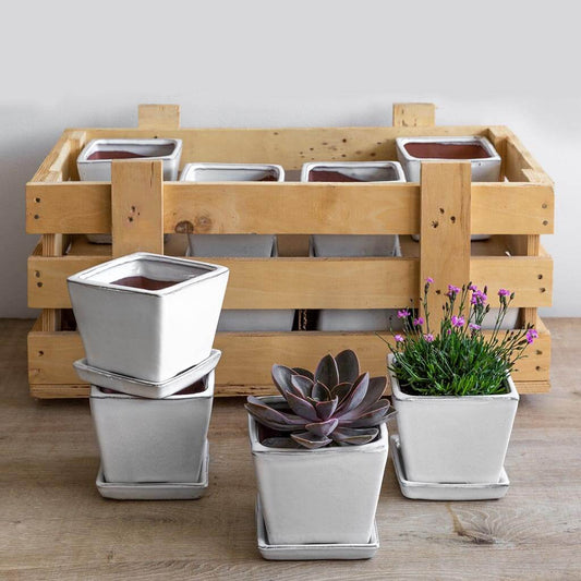 Garden Terrace Small Square Crate - Linen White - S/16