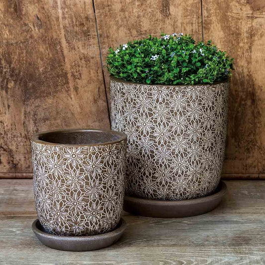 Marguerite Sm Round Planter - Coffee - S/8