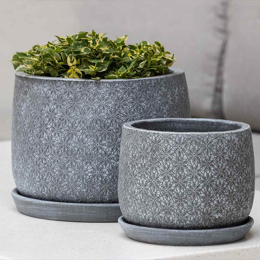 Marguerite Large Round Planter - Etched Grey - S/8