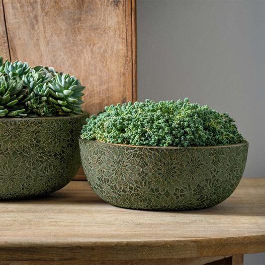 Chrysanthemum Bowl - Green with Bronze - S/4