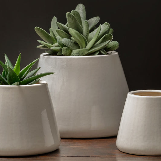 Artisan Pot, Large - Shiny White - S/2