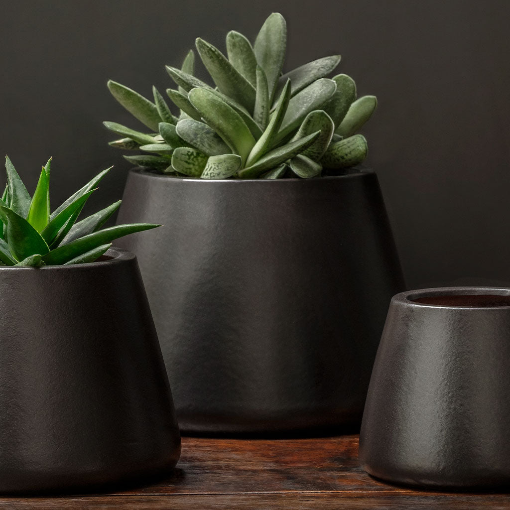 Artisan Pot, Large - Matte Black - S/2