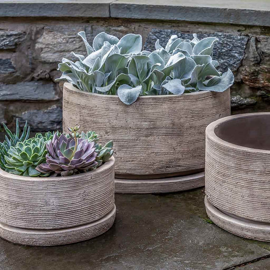 Sgraffito Planter, Low - Antico Terra Cotta - S/3