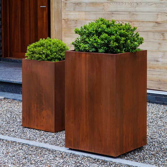 Steel Tall Cube Planter - Steel - S/2