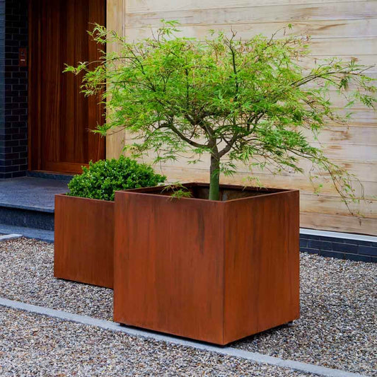 Steel Cube Planter - Steel - S/2