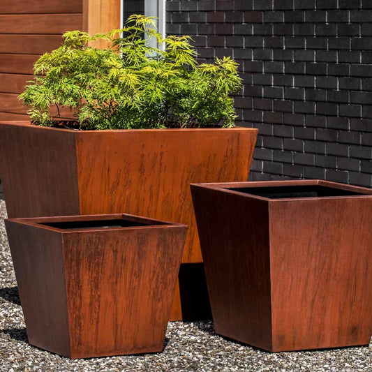 Steel Tapered Square Planter - Steel - S/3