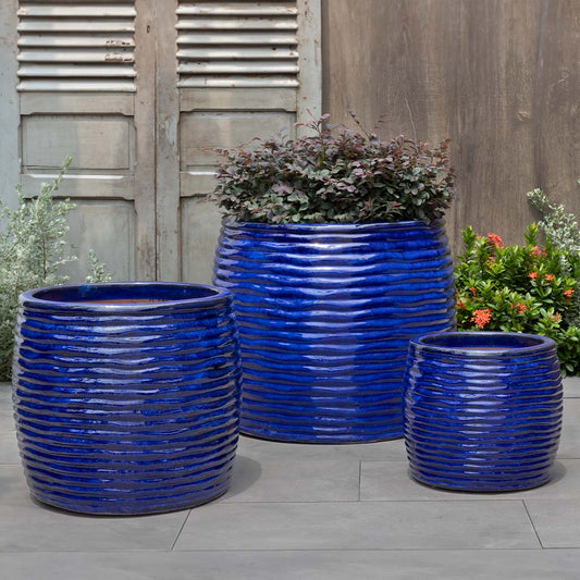 Montauk Planter, Tall - Riviera Blue - S/3