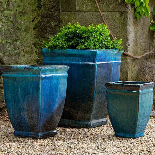 Square Rolled Rim Planter - Mediterranean - S/3
