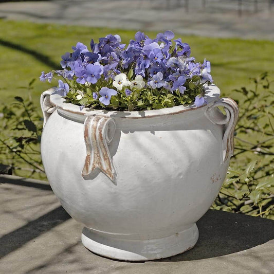 Round Handle Planter - Antique White - S/1
