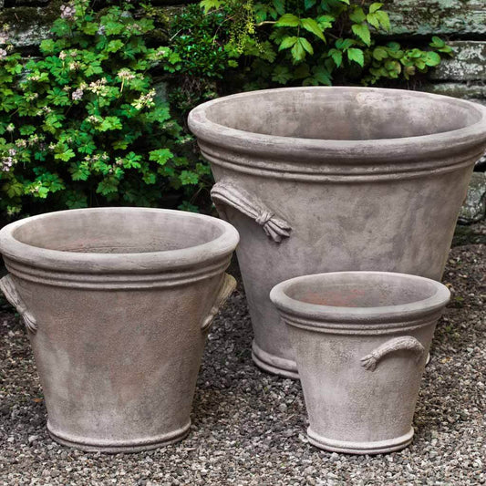 Fluted Handle Planter - Antico Terra Cotta - S/3