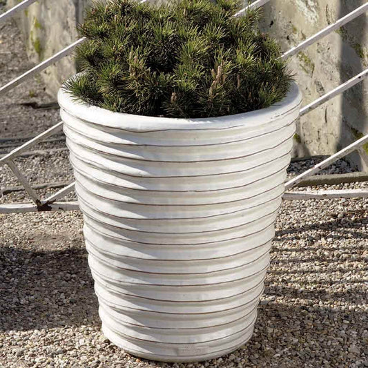 Round Ruffle Planter - Antique White - S/3