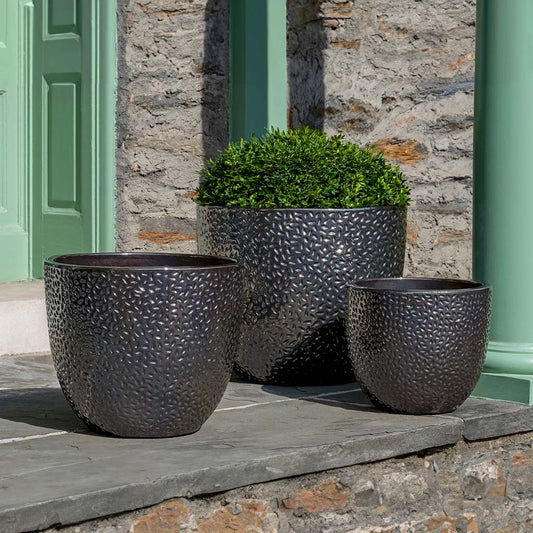 Falling Petals Planter - Metallic- S/3