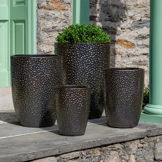 Falling Petals Planter, Tall - Metallic - S/4