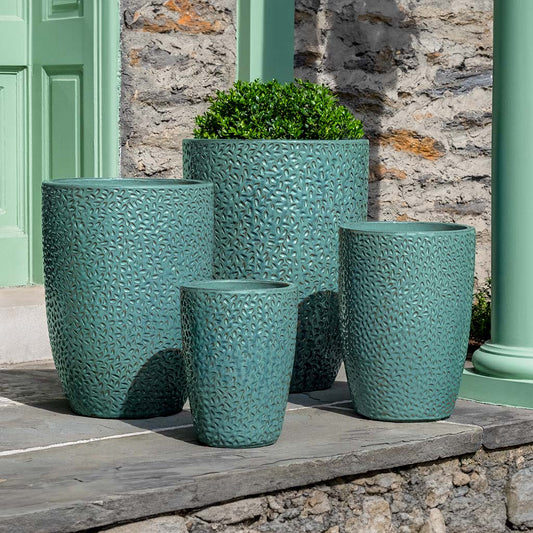 Falling Petals Planter, Tall - Glacier Green - S/4