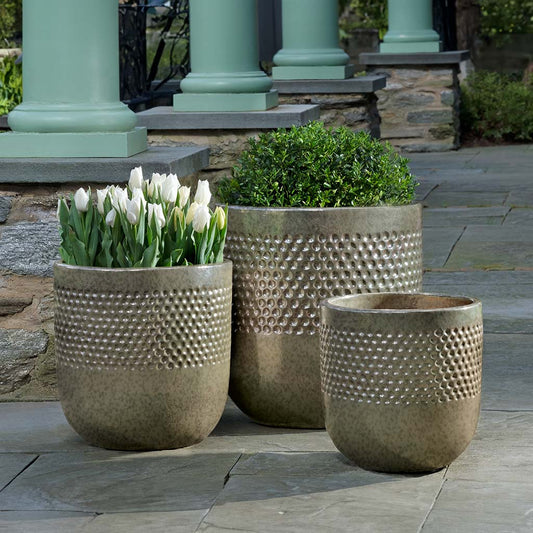 Banded Coin Pot - Crystal Green - S/3