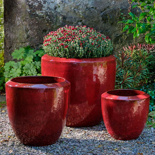 Timolos Round Planter - Tropic Red - S/3