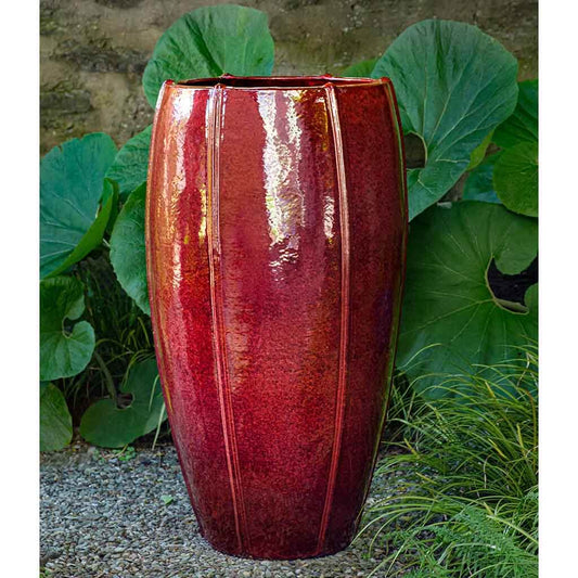 Rib Vault Planter, Tall - Tropic Red - S/1