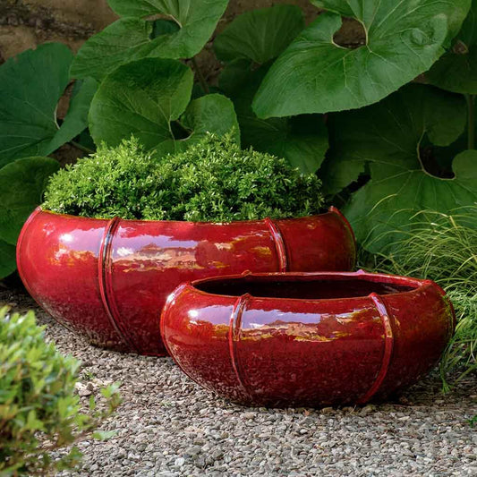 Rib Vault Planter, Low - Tropic Red - S/2