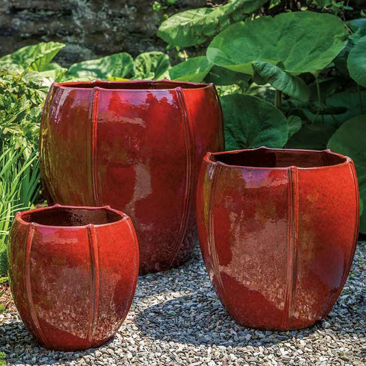 Rib Vault Planter - Tropic Red - S/3