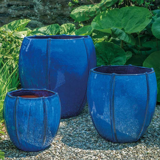 Rib Vault Planter - Riviera Blue - S/3