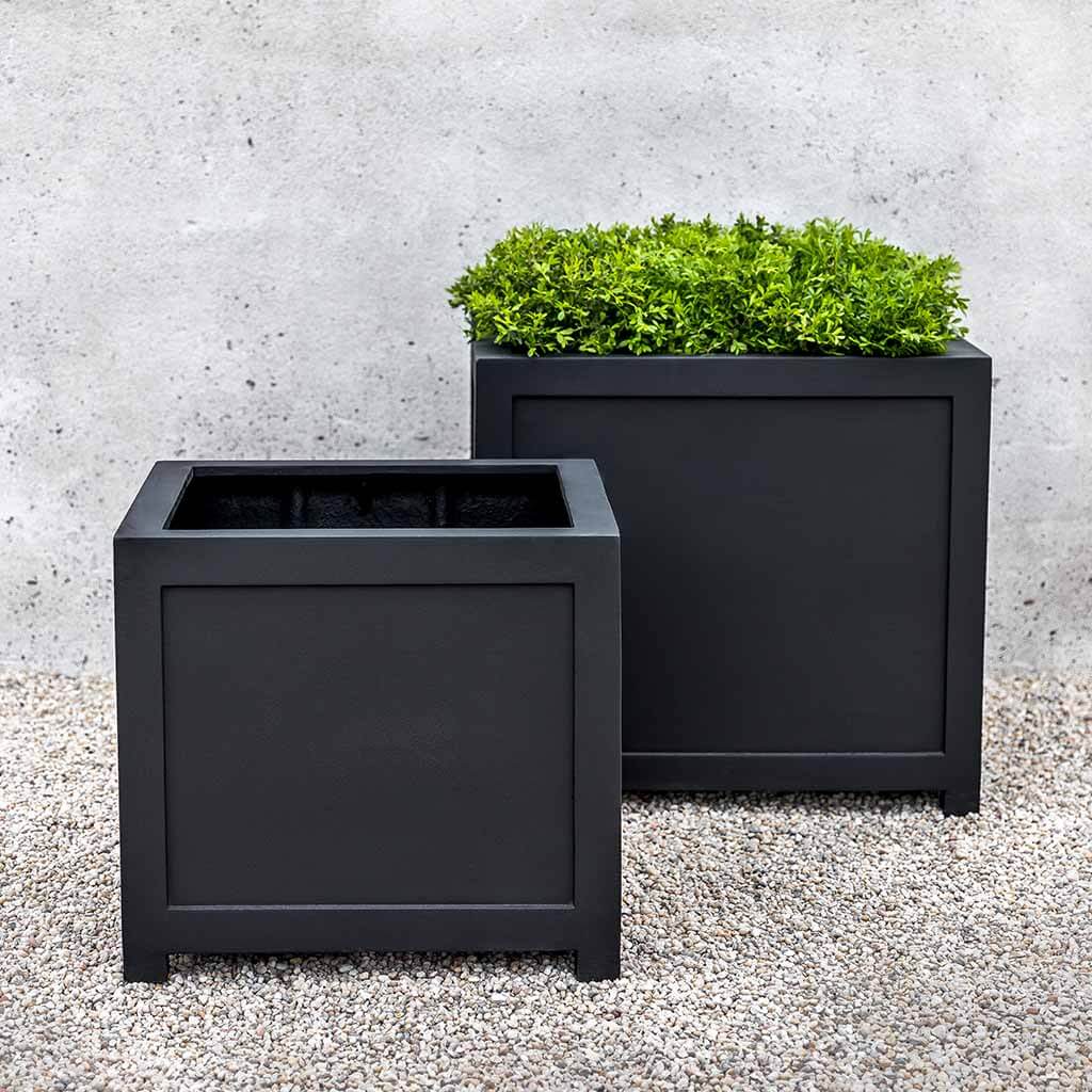 Lg Oxford Square Planter - Onyx Black Lite